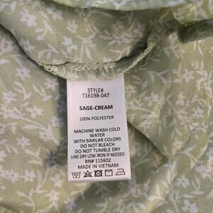Lush Sage Green Ditsy Floral Wrap Shirt Side Tie Career Springcore Feminine